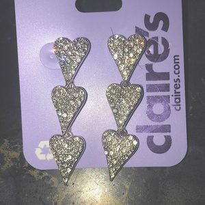 Diamond Hearted Layered Earings (Silver)